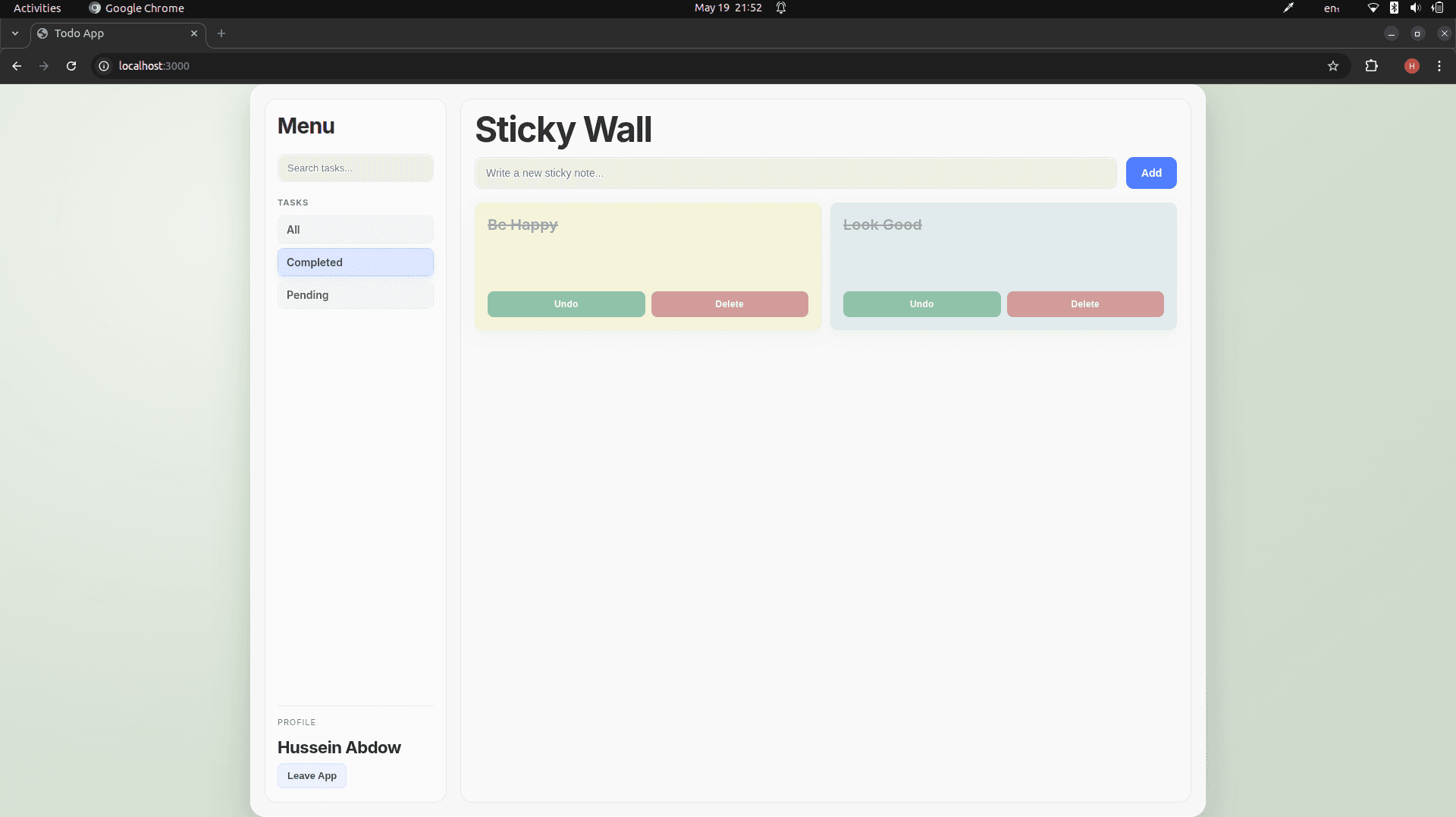 Completed Tasks
